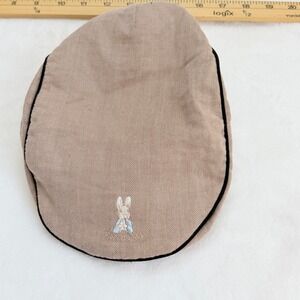 Peter Rabbit Flat Cap Newsboy Hat Kid 54cm Tan Herringbone Excellent Embroidered